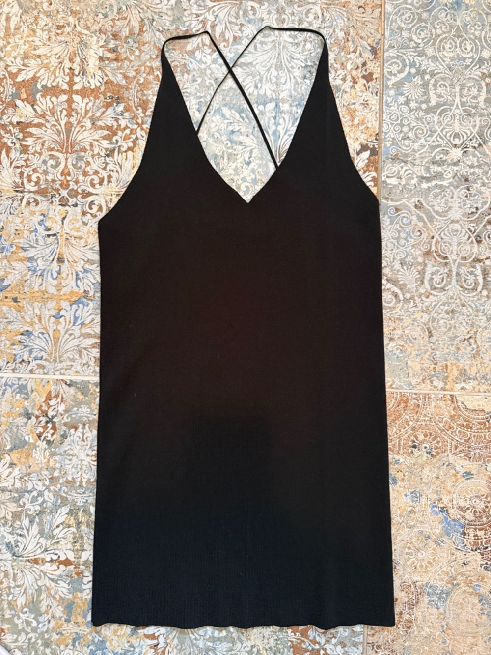 Women's Black V-Neck Crisscross Strap Tank
